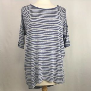 LuLaRoe Blue Gray Irma Tunic Striped Oversized
